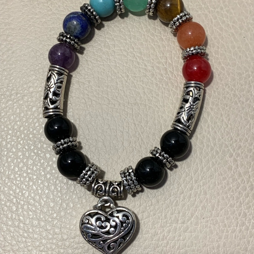 Set Of Two Black & Silver Beaded Bracelets - Picture 2 of 3